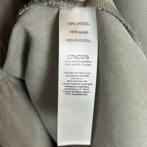 Chicos Ruffle Open Front Waterfall Duster Olive Green Jacket Chico’s Sz 2 Large - Picture 12 of 14